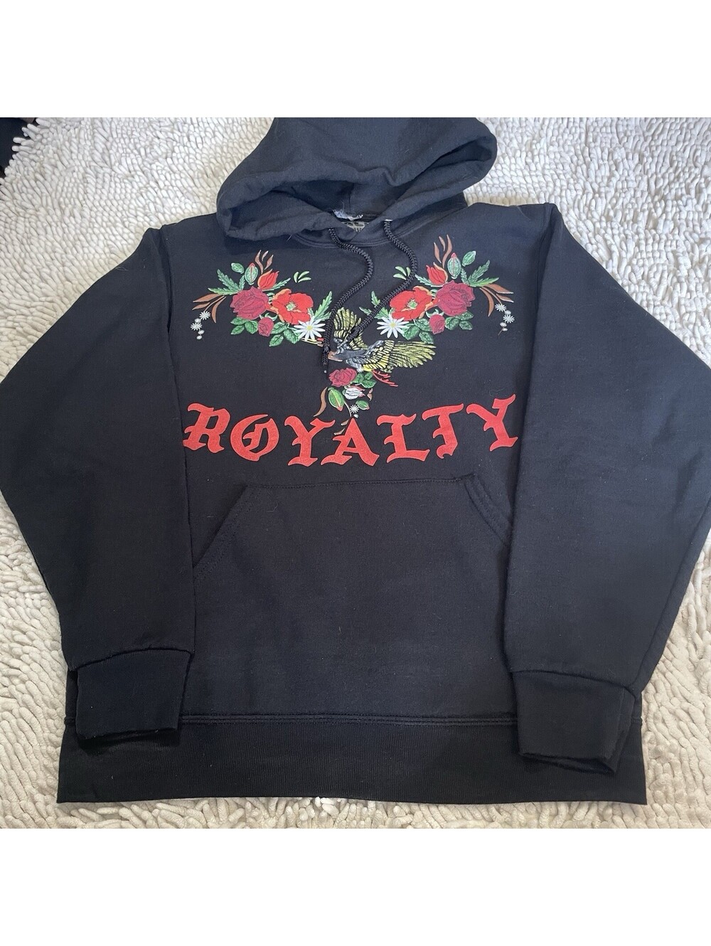 Call Your Mother Hoodie Men M Black Pocket "Royalty" Y2K Sweatshirt Graphic